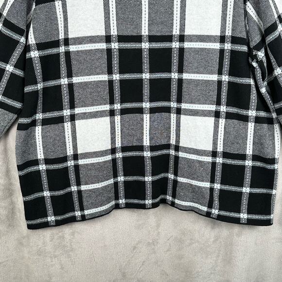 J Jill Sweater Womens 2X Black White Plaid Preppy Career Comfort Neutral Casual - Picture 3 of 12